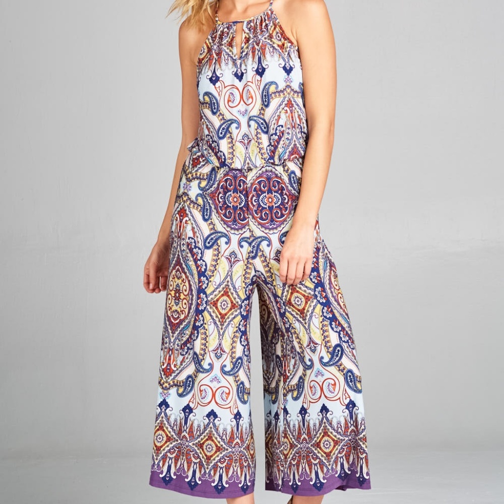 PAISLEY PRINT PALAZZO PANTS JUMPSUIT (PACK OF 3)